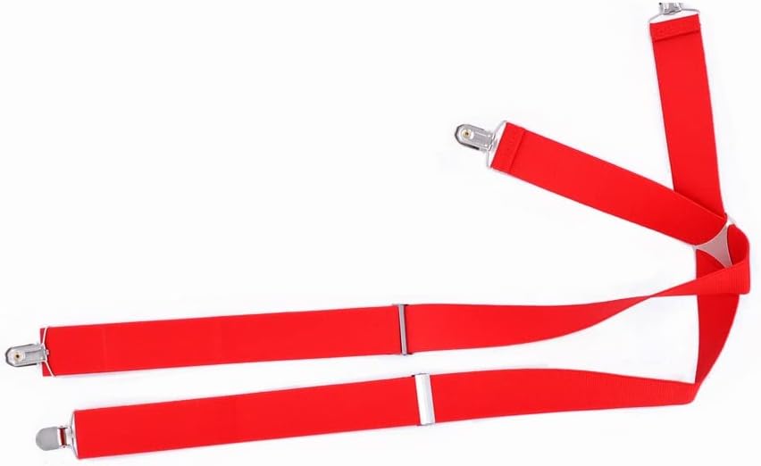 Large Size Suspenders big Men Adjustable Elastic X Back Pants Women Suspender for Trousers Clips Red