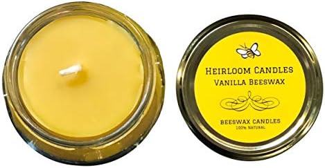 Pure Vanilla Beeswax Candle - Essential Oil Candle - Thinking of You Gift - Small Beeswax Candle, 3.3oz