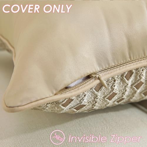 TAOSON Pack of 2, Luxury High Precision Jacquard Modern Brown Gold Pattern Deco Throw Pillow Covers Cushion Cases Square Pillowcase for Sofa Couch Bedroom Living Room Home,18x18 inch S062 by TAOSON - Used condition - Image 4