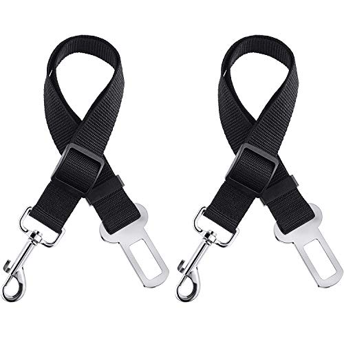 MINTHE Dog Seat Belt For Car, Dog And Puppy Accessories, Safety Seatbelt Harness, Adjustable Harnesses, Leads for UK Cars, Restraint Clip Belts For Travel (2 Pack)