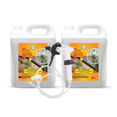 JOVS Weed Killer 2x 5L Ready to Use Fast Acting Weed Killer Spray for Patios Paths Driveways & Gardens Contains Acetic Acid Kills Moss & Common Garden Weeds.