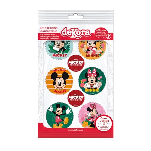 Dekora - Décoration comestible | Mickey & Minnie Mouse Petits cupcakes en papier gaufré - Lot de 6