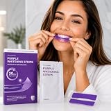 Fitas Clareadoras Roxas para Dentes, 28 Fitas, 14 Envelopes, Aplicação 30 Minutos, Tecnologia Dual Active, PAP+, Correção de Cor