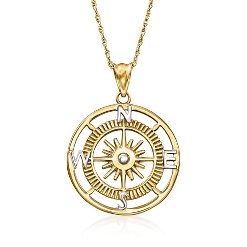 Ross-Simons 14kt Yellow Gold Compass Pendant Necklace