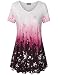 Tunics for Women,Laksmi Womens Printed V Neck Short Sleeve Blouse Spring Comfy Flattering Flowy Top L Wine