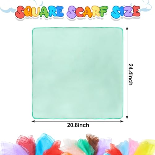 Hopton 20 Stück Jongliertücher, Chiffontücher für Tanzen, 60 x 60 cm Bunte Seidentücher, Bunte Tücher für Kindergarten Kindershow Sensorisches Jonglieren Tanzen
