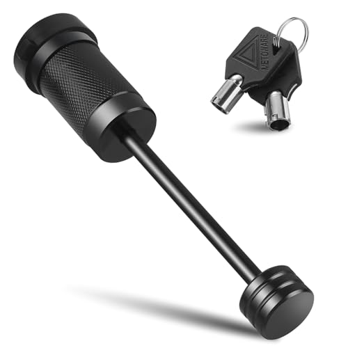 METOWARE Trailer Tongue Coupler Lock 1/4' Dia, 3-1/2' Span, Trailer Hitch Lock for Latch-Type Coupler, Black Trailer Pin Lock for Towing Trailer RV Car Boat Truck (1 Pack)