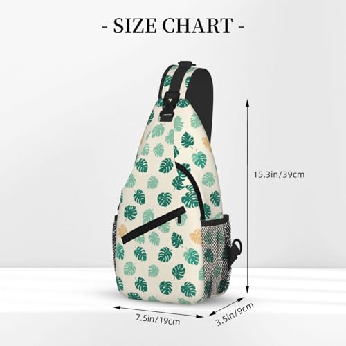 Image of SUPLUCHOM Sling Bag Tropical Leaf Hiking Daypack Crossbody Shoulder Backpack Travel Chest Pack for Men Women