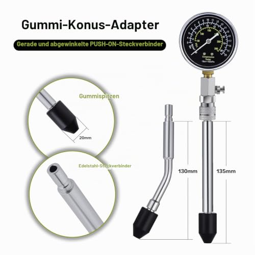 Foto von WiMas Kompressionstester Kompressionsprüfer Benzin Kompressionsmessgerät, Motor Kompression Zylinder Kompressionsmesser Kompressionstest M10 M12 M14 M18