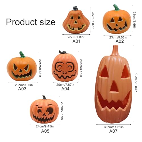 Citrouille d'Halloween décorative incassable pour intérieur et extérieur - 4
