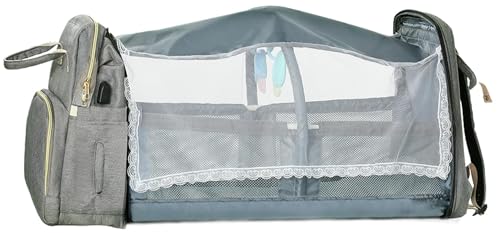Image of Daerli Diaper Bag with Changing Station, Large Diaper Bag Backpack, Multifunctional Baby Diaper Bag (Gray)