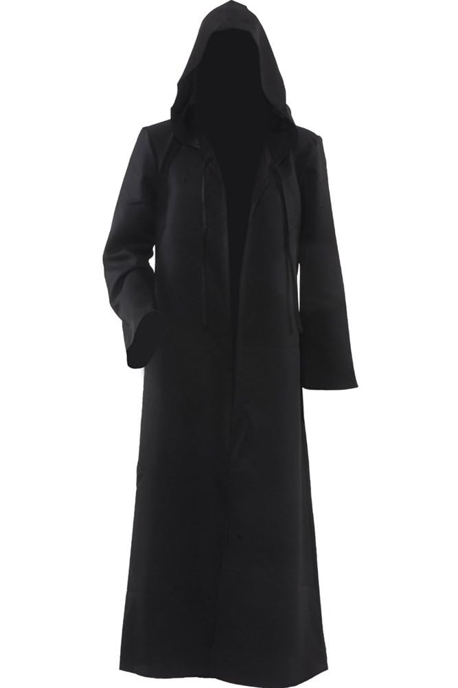 Cosplaysky Men Tunic Hooded Knight Halloween Cloak for Jedi Robe Costume (Black, X-Large)
