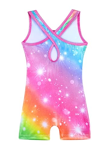 Image of HOZIY Leotards for Girls Gymnastics Kids Children Biketard Snowflake Ribbon Blue Purple Hot Pink Sparkle