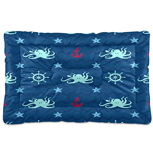Boccsty Marine Life Octopus Haustierbett, Matte, Seestern, Anker, Helm, Hund, Katze, Kiste, Hundebett, 45,7 x 61 cm, Haustierkissen, Kissen für mittelgroße und kleine Welpen