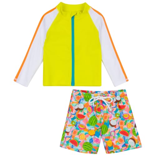 Image of SwimZip Boys' Long Sleeve Rash Guard & Swim Shorts Set - UPF 50+ Sun Protection
