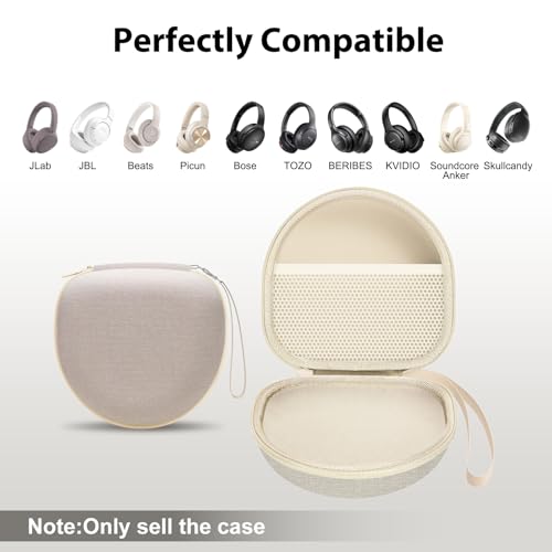 Image of Headphone Headset Case for JLab JBuds Lux ANC /JLab Go Lux ANC /Beats /JBL /TOZO /BERIBES /Picun /KVIDIO Wireless Noise Cancelling Over-Ear Foldable Headphones (Cream)