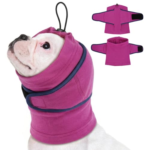 Image of MIGOHI Small Dog Ear Muffs for Noise Anxiety, Soft Calming Hoodie for Fireworks & Thunderstorms, No Shake Ear Wrap Dog Hematoma, Adjustable Head Cover for Dogs Bath Grooming,Chihuahua Yorkie,Purple S