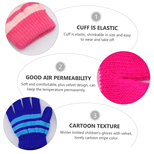 6 Pairs Boys and Girls Knitted Gloves Warm Fleece Lined Mittens for Boys and Girls 2-5 Years for Winter Cold Weather4