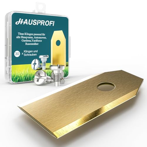 HAUSPROFI 60x Titan Messer Ultrascharfe Ersatzklingen Geeignet für alle Husqvarna Gardena Mähroboter Universal Ersatzmesser Inkl. 60 Schrauben