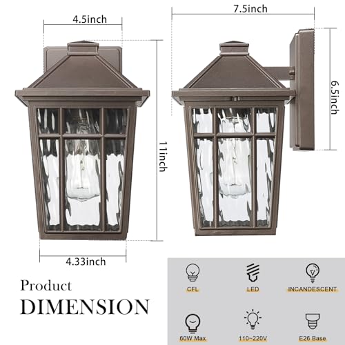 Darkaway-Outdoor-Sconce-Lights-Wall-Light-Fixtures-Exterior-Porch-Light-Outdoor-Sconce-Anti-Rust-Waterproof-Aluminum-Outside-Light-with-Water-Ripple-Glass-for-Patio-Yard-Doorway-Garage Darkaway Outdoor Sconce Lights Wall Light Fixtures Exterior Porch Light Outdoor Sconce Anti Rust Waterproof Aluminum Outside Light with Water Ripple Glass for Patio Yard Doorway Garage