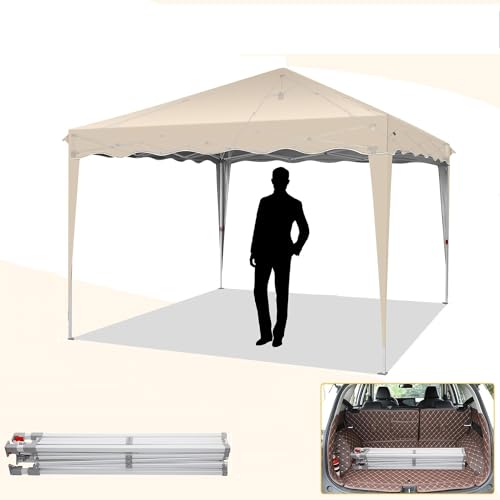 Image of HOTEEL 10x12 Pop Up Canopy Tent Heavy Duty Party Tent for Parties Event Wedding, Commercial Outdoor All Season Wind UV 50+ & Waterproof Gazebo with Roller Bag, Thickened Legs, Khaki