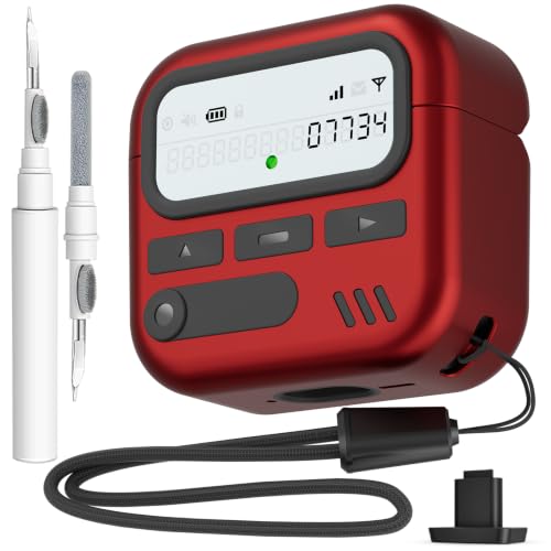 Image of for AirPods 4 Case with Safty Lock,Retro Inspired Pager Style (Red) | TPU & PC Dual Layer Protective Cover Accessories with Wrist Lanyard & Cleaner Pen for Apple AirPod 4th Generation Men Women