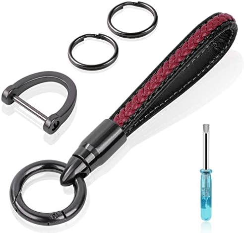 flintronic Key Fob Keychain, Leather Key Chain Holder with Anti-Lost Ring, Lightweight Car Key Chain for Men & Women, 360 Degree Rotatable Key Holder for Car Office Home