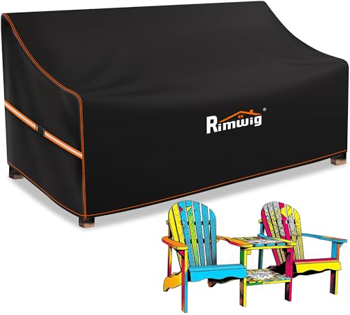 Rimwig Garden Bench Covers Waterproof 2 Seater,134×66×63/89cm Outdoor Bench Seat Covers for patio furniture,420D Oxford Fabric Rattan LoveSeat for 2 Seater sofa,Windproof Tear Resistant Anti-UV