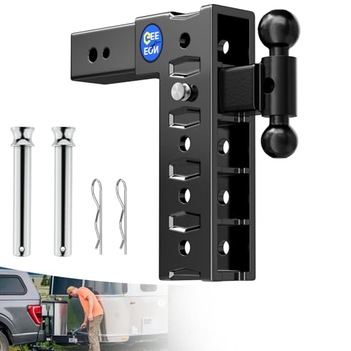 Trailer Hitch Fit 3 Inch Receiver Drop Hitch 12 Drop & Rise Adjustable Tow Hitch for Trucks RV Camper 10000 LBS Towing Capacity with 2& 2-5/16 Dual Ball Mount Includes Hitch Pins & Clips
