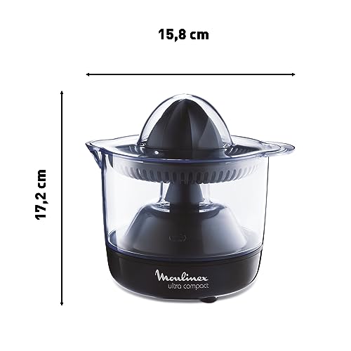 Moulinex Presse-agrume électrique, Double rotation, Capacité 0.45 L, Ultra Compact, Noir PC120870