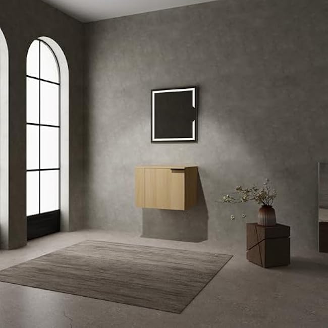 24 Modern Bathroom Cabinet Combo for Big Space, Oak Finish