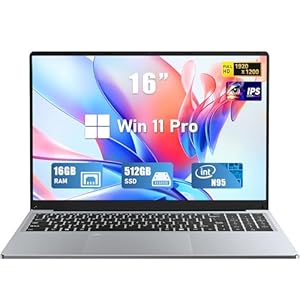 Portátil para juegos, pantalla FHD de 16 pulgadas (1920 x 1200), computadora portátil N95 (hasta 3.4 GHz), 16 GB de RAM 512 GB SSD, admite apertura de ángulo de 180, Bluetooth, teclado