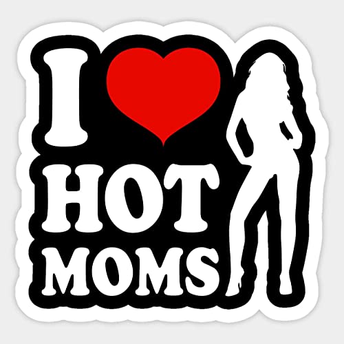 Image of I Love-hot-Mom Sticker | Vinyl | Decal for Car Bumper, Window, Laptop, Water Bottle, Books Etc |Waterproof| 5 inch