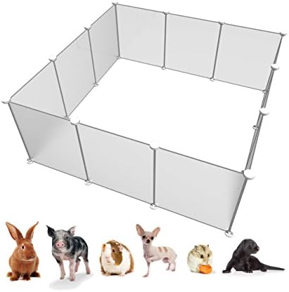 Langxun Free Adjustable Size and Height of DIY Pet Playpen - Plastic Yard Fence for Small Animals - DIY Closet Organization System, Plastic Wire Storage Cubes Organizer - Frosted White 12 Panels