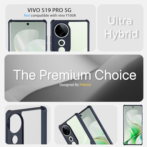 Image of Pikkme Crystal Clear Transparent Back | Ultra Hyrbid | Full Camera Protection | Raised Edge | Bumper Back Case for Vivo V40 5G / V40 Pro 5G / T3 Ultra 5G (Blue)