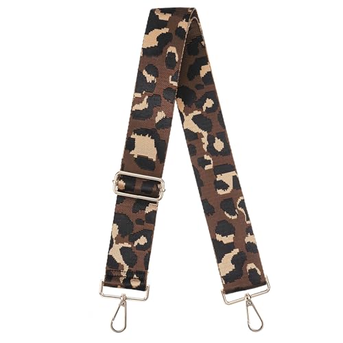 Image of uxcell Purse Strap Replacement, 31-51inch Adjustable Polyester Leopard 2inch Wide Crossbody Shoulder Strap for Handbag Guitar(Brown, Gold Buckle)