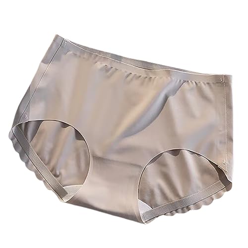 ZTFYKLIN Bragas Rojas Fin De Año Calzoncillos Algodón para Mujer, Seda Helada, Sin Costuras, Cintura Media, Ligeros Y Transpirables (Grey, M) Roupa Interior Ropa Mujer Braga Algodon Alta