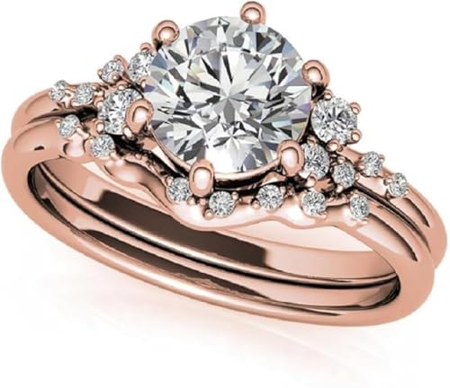 1CT-3CT Round Cut Moissanite Wedding Ring Set for Women Solitaire Bridal Handmade Ring, Promise Vintage Ring