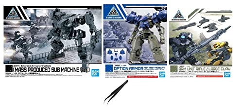 Bandai 1/144 Scale 30 Minute Missions, Extended Armament Vehicle Mass Produced Sub Machine Ver., Option Armor for High Mobility, Arm Unit Rifle/Large Claw, and Make Your Day Curved Tweezers