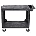Rubbermaid Commercial Products 2-Shelf Utility/Service Cart Medium Flat Shelves Storage Handle 500 lbs. Capacity for Warehouse/Garage/Cleaning/Manufacturing
