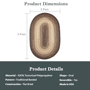 Rhody Rug Easy Living EL83 Charcoal 2' x 3' Oval - Braided Area Rug, Home Decor, Floor Mat or Bedroom Rug - Easy Care, Ideal for High Traffic Areas in Hallway and Living Room - Made in USA Rhody Rug Easy Living EL83 Charcoal 2 x 3 Oval Braided Area Rug Home Decor Floor Mat or Bedroom Rug Easy Care Ideal for High Traffic Areas in Hallway and Living Room Made in USA