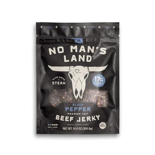 No Mans Land Black Pepper Beef Jerky Strips, 14 oz Bag