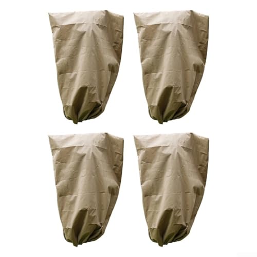 Set di 4 coperture per piante riutilizzabili con coulisse per protezione dal gelo invernale, adatte per piante in vaso, arbusti e aiuole rialzate