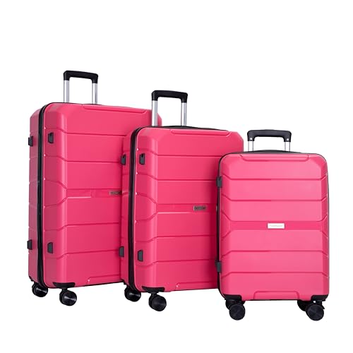 Hardshell Suitcase Spinner Wheels PP Luggage Sets Lightweight Durable Suitcase with TSA Lock,3-Piece Set (20/24/28),Rose2