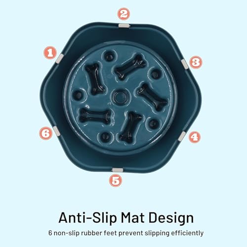 Image of Durable Slow Feeder Bowl for Dog| Anti-Choke Non-Slip Pet Feeding Base and Easy to Clean| Dish Promotes Healthy Eating| Reduces Bloating and Digestive Issues|Interactive Maze Design (Blue)