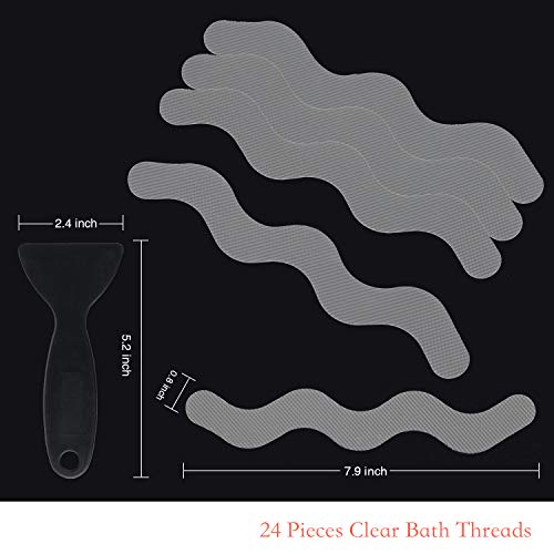 Anti Slip Shower Stickers, Adhesive Decals Safety Strips Scraper for Bath Tub, Shower, Stairs, 24 Pieces (Gray) - Image 4
