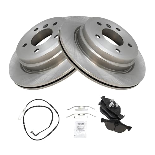 Image of TRQ Rear Brake Pad and Rotor Set Ceramic Wear Sensor