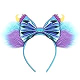 FACHPINT Sully Ears Headband - Blue Shaggy Monsters Mouse Ears, Cute Sequin Party Prop for Child's Costume