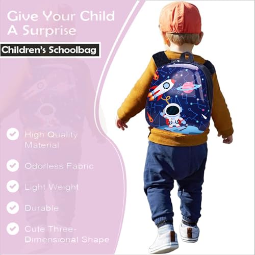 Image of BabyMoon Eggshell Multipurpose Kids Backpack | Children's School Bag for Boys & Girl's | Kids Travel Backpack | Astronaut Blue