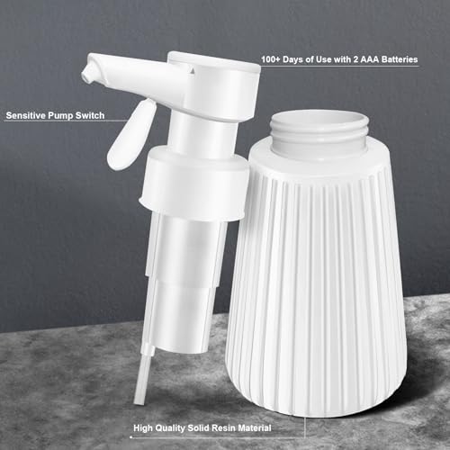 Image of Automatic Soap Dispenser for Kitchen: 8.5oz Easy Refill, Adjustable Soap Pump Volume, Electric Auto Liquid Soap Dispenser - Dish Wash Hand Sanitizer for Bathroom - White Resin Durable Bottle